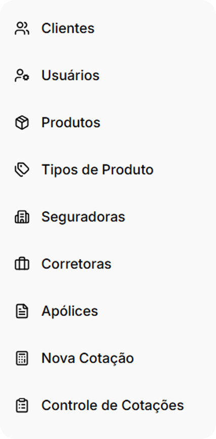 Menu Painel Insurgate